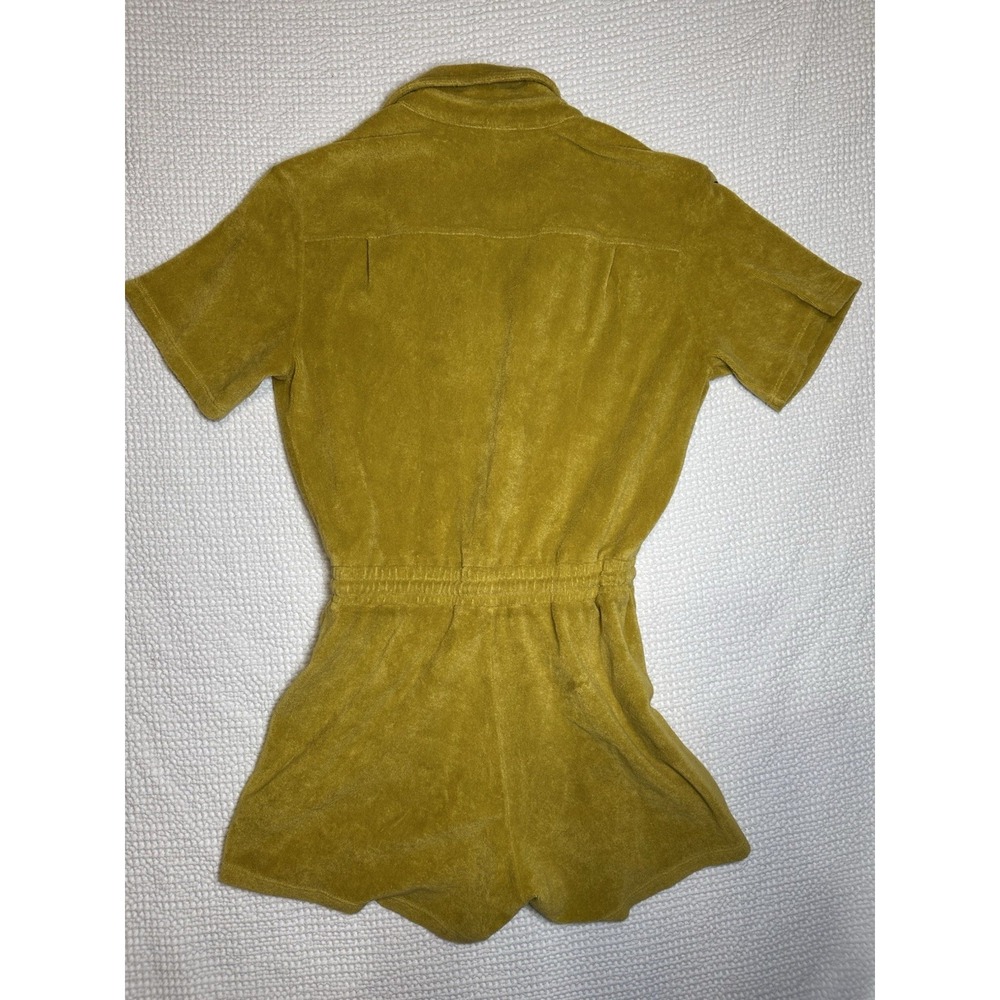 Monrow Terry Cloth Romper Mustard Yellow Collared Drawstring Size S Revolve - Picture 3 of 3